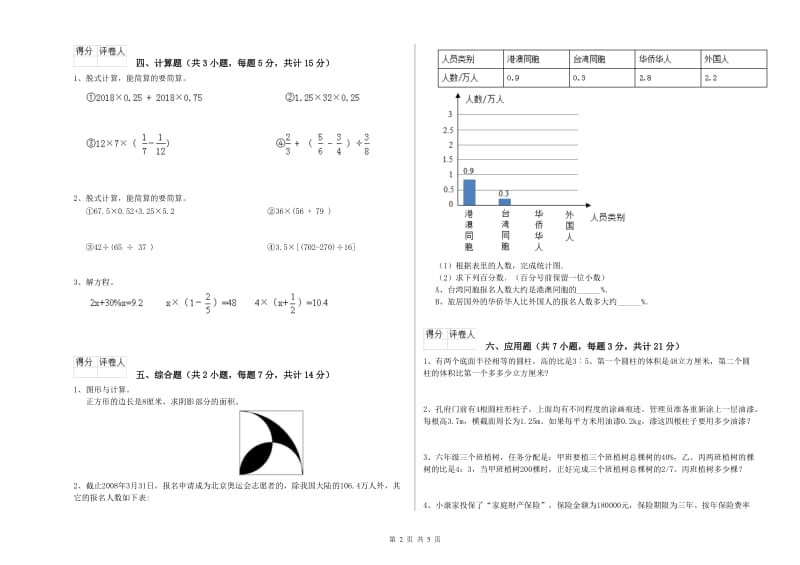 大同市实验小学六年级数学下学期期中考试试题 附答案.doc_第2页