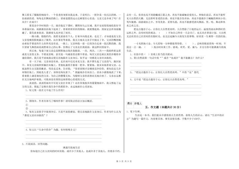 娄底地区重点小学小升初语文自我检测试题 含答案.doc_第3页