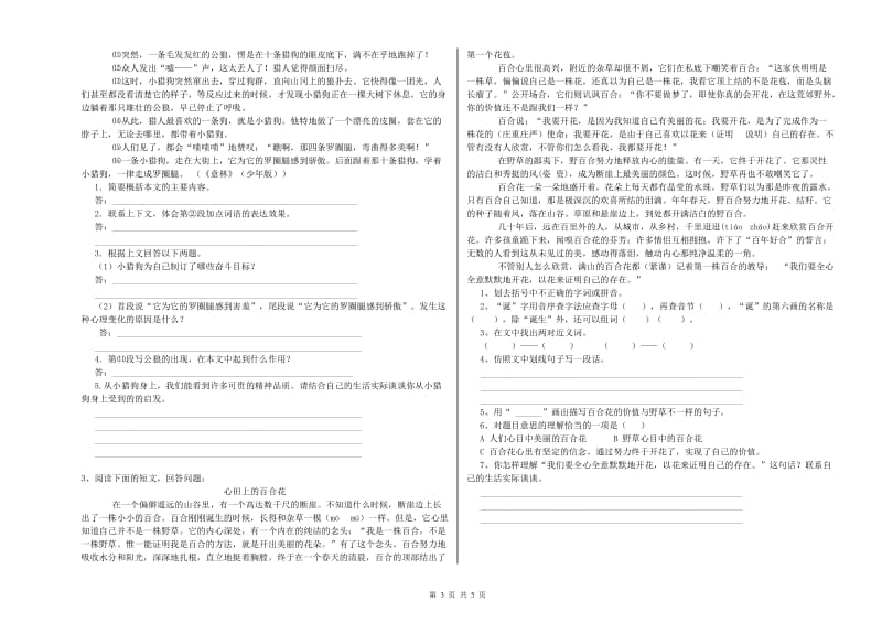 南平市重点小学小升初语文能力测试试题 附答案.doc_第3页