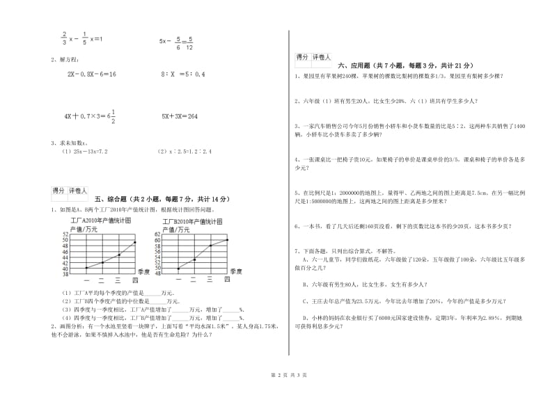 唐山市实验小学六年级数学下学期全真模拟考试试题 附答案.doc_第2页