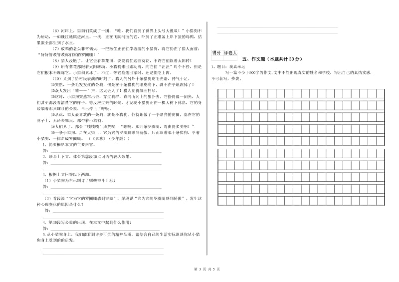 内江市重点小学小升初语文提升训练试卷 附答案.doc_第3页