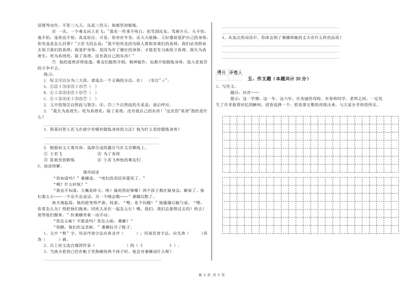 双鸭山市重点小学小升初语文能力检测试卷 含答案.doc_第3页