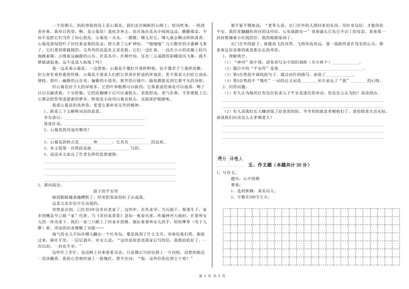 宁波市重点小学小升初语文考前检测试卷 附答案.doc_第3页