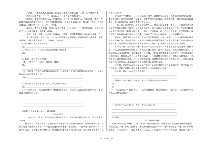 哈尔滨市重点小学小升初语文提升训练试卷 含答案.doc_第3页