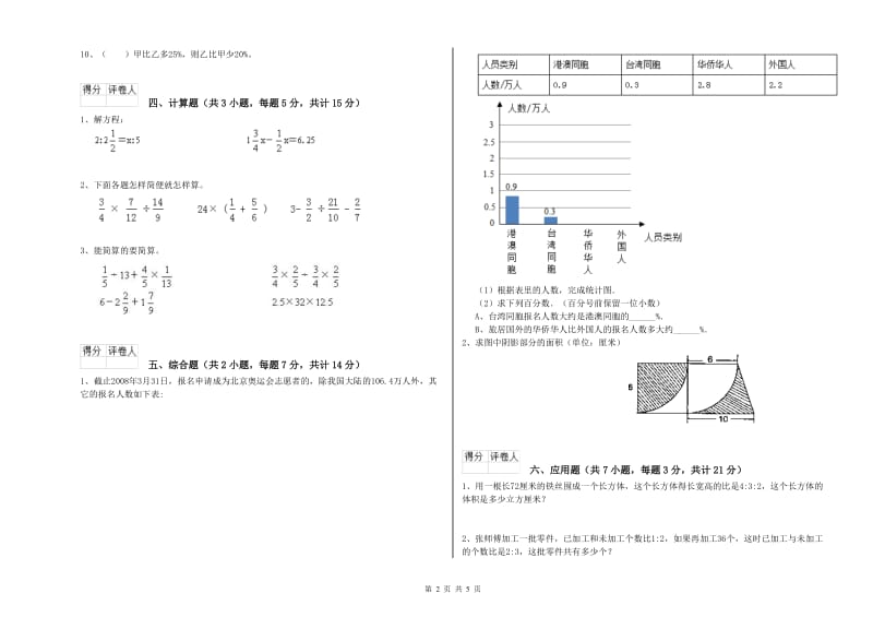 外研版六年级数学下学期综合检测试卷C卷 含答案.doc_第2页