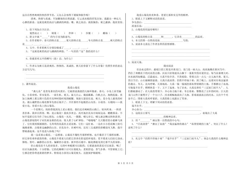 南阳市重点小学小升初语文能力测试试卷 含答案.doc_第3页