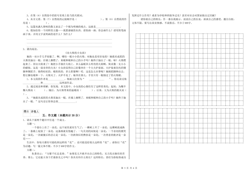 威海市重点小学小升初语文能力测试试卷 附解析.doc_第3页