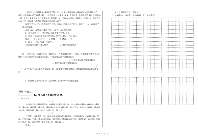 安徽省小升初语文综合练习试卷D卷 附解析.doc_第3页