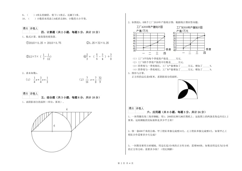 四川省2019年小升初数学能力测试试题D卷 附解析.doc_第2页