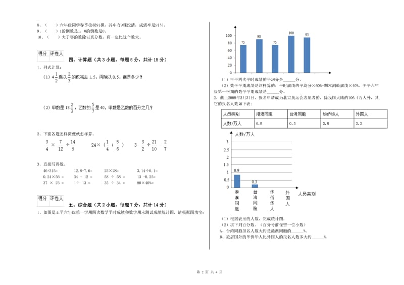 宁德市实验小学六年级数学【上册】每周一练试题 附答案.doc_第2页