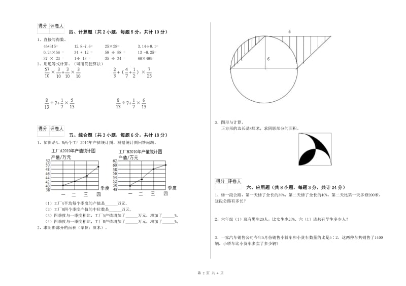 宁夏2020年小升初数学考前练习试卷D卷 含答案.doc_第2页