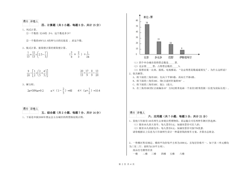 太原市实验小学六年级数学上学期月考试题 附答案.doc_第2页