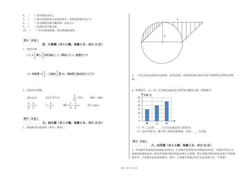 四川省2019年小升初数学能力测试试卷B卷 含答案.doc_第2页