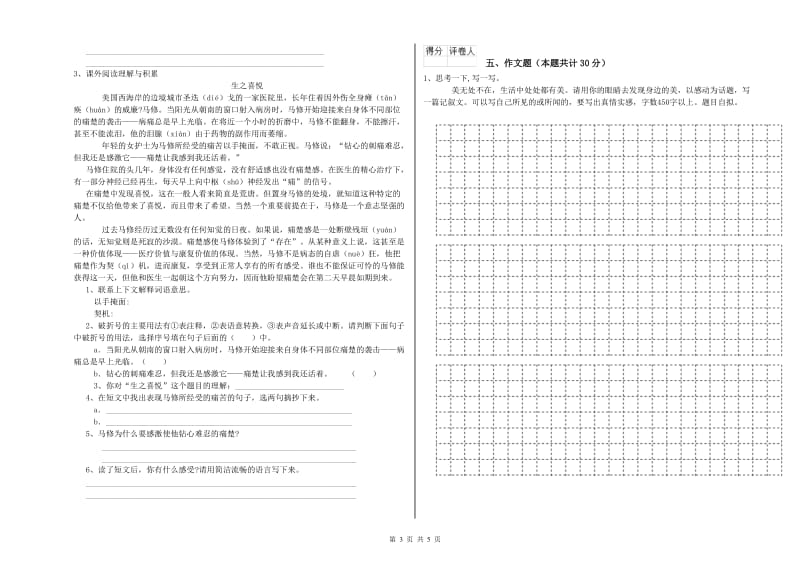 安顺市重点小学小升初语文过关检测试卷 附答案.doc_第3页