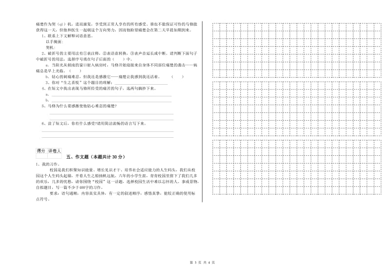 内江市重点小学小升初语文考前检测试题 含答案.doc_第3页