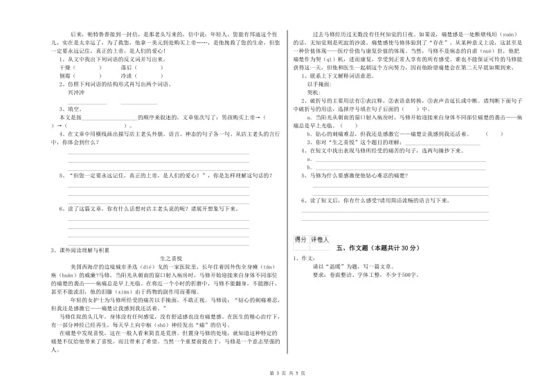 周口市重点小学小升初语文提升训练试题 附答案.doc_第3页