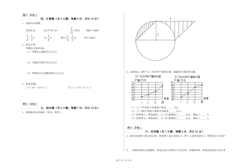 内江市实验小学六年级数学下学期综合检测试题 附答案.doc_第2页