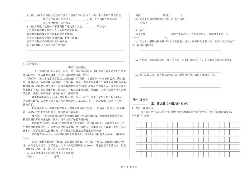 南阳市重点小学小升初语文能力测试试卷 附答案.doc_第3页