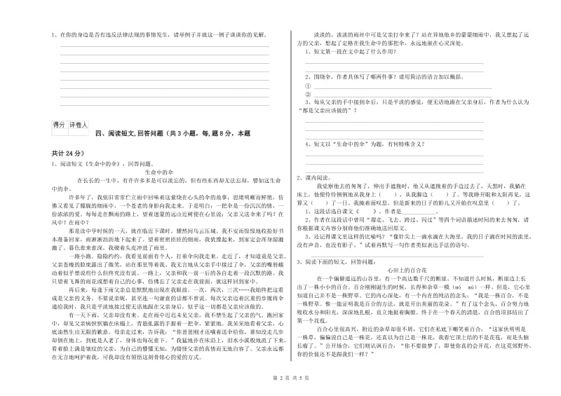 六年级语文下学期全真模拟考试试题D卷 附解析.doc_第2页