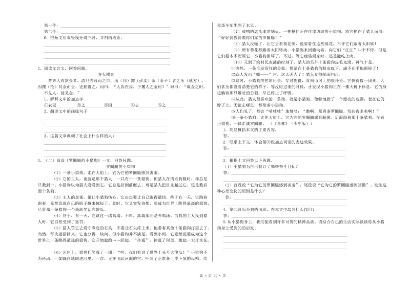 安徽省重点小学小升初语文能力提升试题A卷 附解析.doc_第3页