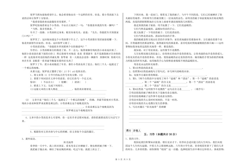 台州市实验小学六年级语文上学期能力测试试题 含答案.doc_第3页