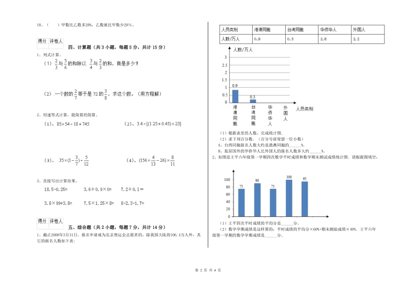 凉山彝族自治州实验小学六年级数学上学期开学检测试题 附答案.doc_第2页