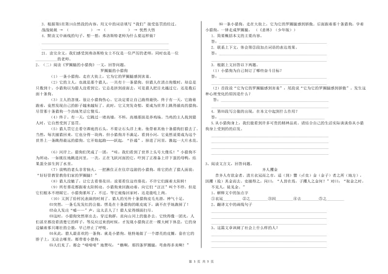 四川省小升初语文能力提升试卷C卷 附答案.doc_第3页