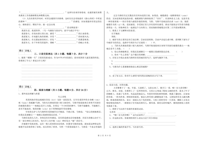 四川省重点小学小升初语文能力检测试卷 附答案.doc_第2页