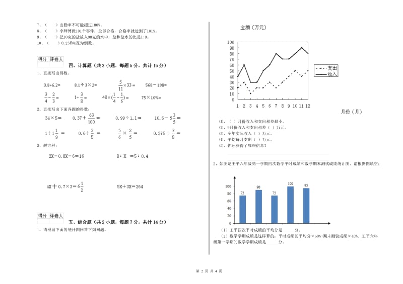 南宁市实验小学六年级数学上学期开学检测试题 附答案.doc_第2页