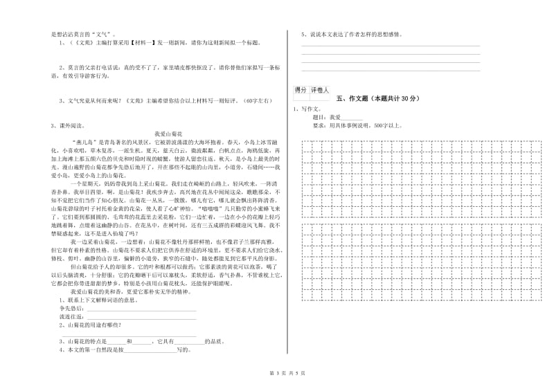 六盘水市重点小学小升初语文全真模拟考试试卷 含答案.doc_第3页