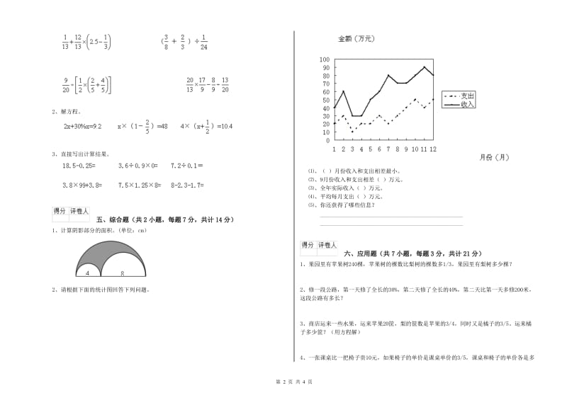 北师大版六年级数学【下册】全真模拟考试试题A卷 附答案.doc_第2页