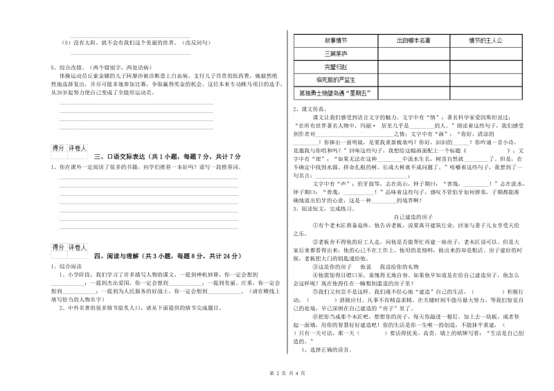 内蒙古小升初语文全真模拟考试试卷D卷 含答案.doc_第2页