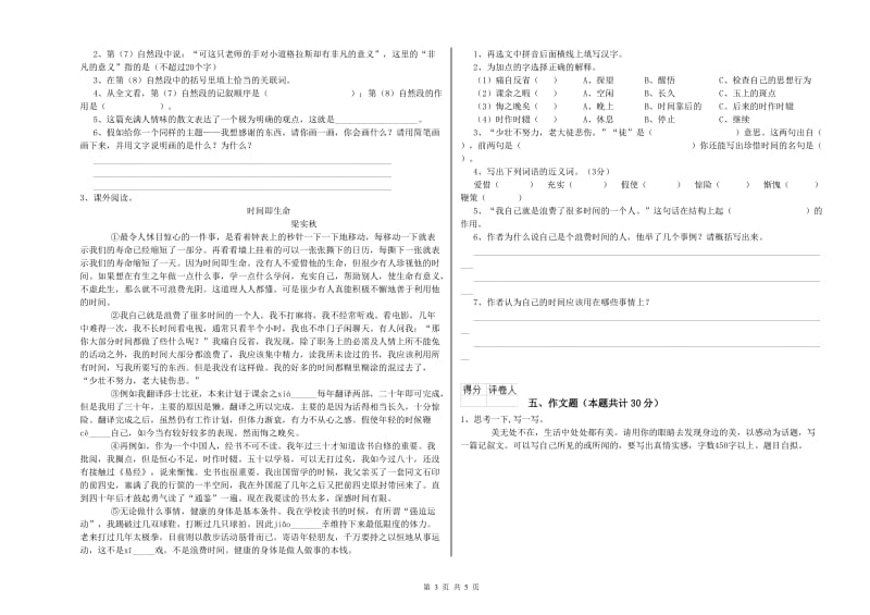 娄底地区重点小学小升初语文强化训练试题 含答案.doc_第3页