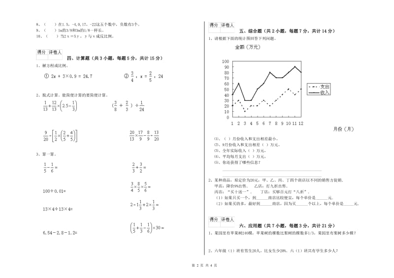 北师大版六年级数学【上册】强化训练试题A卷 附解析.doc_第2页