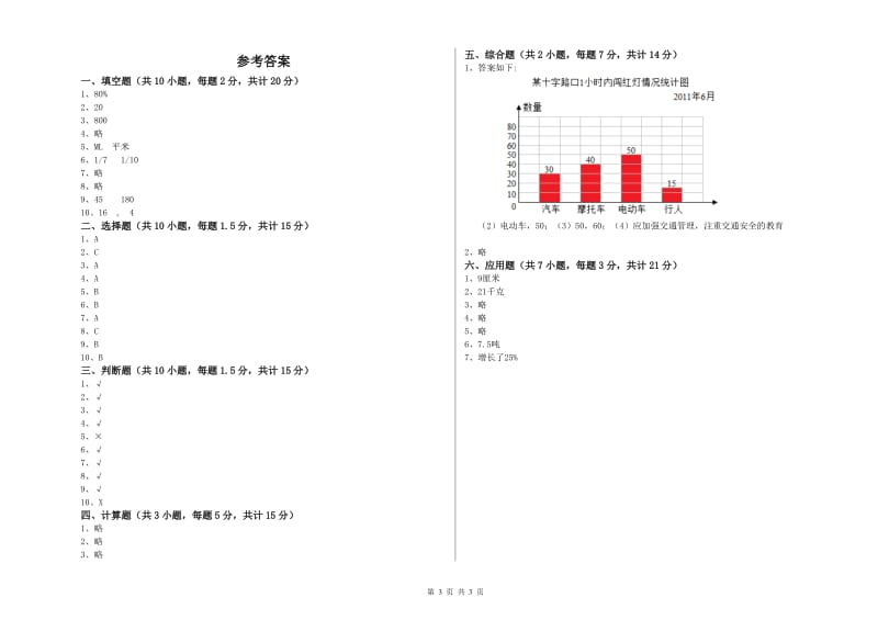 南充市实验小学六年级数学【上册】综合检测试题 附答案.doc_第3页