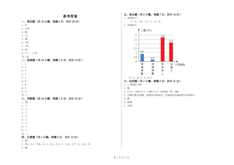 南宁市实验小学六年级数学上学期综合练习试题 附答案.doc_第3页