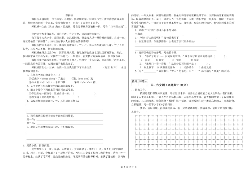 台州市重点小学小升初语文能力提升试卷 含答案.doc_第3页