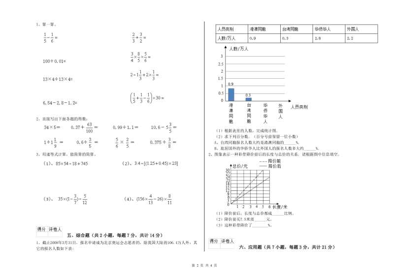 呼伦贝尔市实验小学六年级数学下学期综合练习试题 附答案.doc_第2页