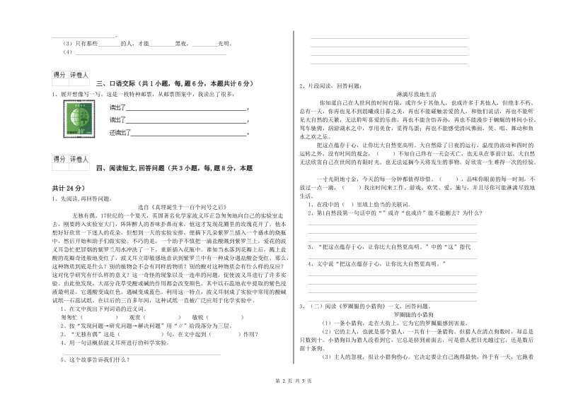 厦门市实验小学六年级语文【下册】综合练习试题 含答案.doc_第2页