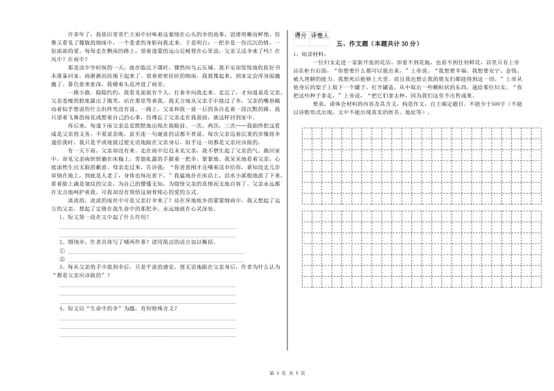 吉林省小升初语文综合练习试卷D卷 附答案.doc_第3页