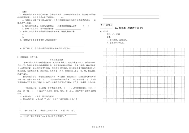 宁夏重点小学小升初语文提升训练试题B卷 含答案.doc_第3页