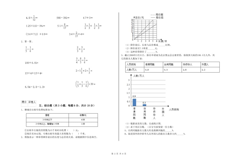 内蒙古2019年小升初数学强化训练试卷C卷 附解析.doc_第2页