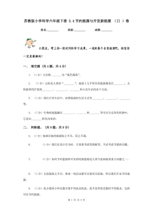 蘇教版小學科學六年級下冊 5.4節(jié)約能源與開發(fā)新能源 （II ）卷.doc