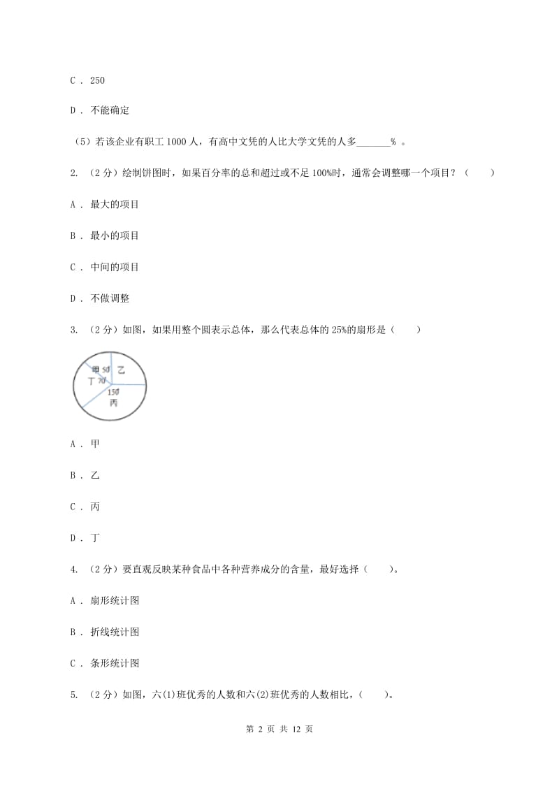 西南师大版六年级上册数学期末专项复习冲刺卷（七）：扇形统计图.doc_第2页