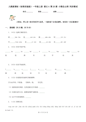 人教新課標（標準實驗版）一年級上冊 課文4 第20課 小熊住山洞 同步測試.doc