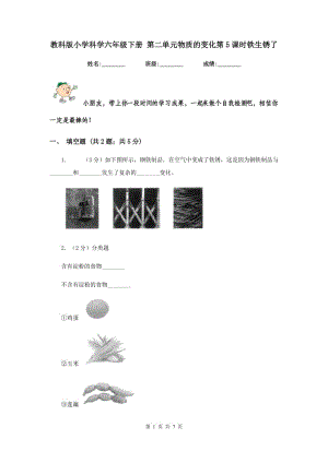 教科版小學(xué)科學(xué)六年級下冊 第二單元物質(zhì)的變化第5課時鐵生銹了 .doc