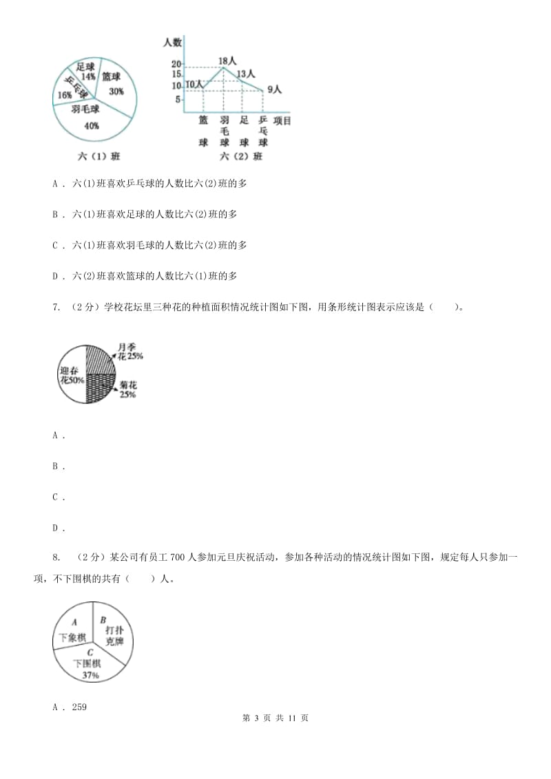 部编版六年级上册数学期末专项复习冲刺卷（七）：扇形统计图（B卷）.doc_第3页