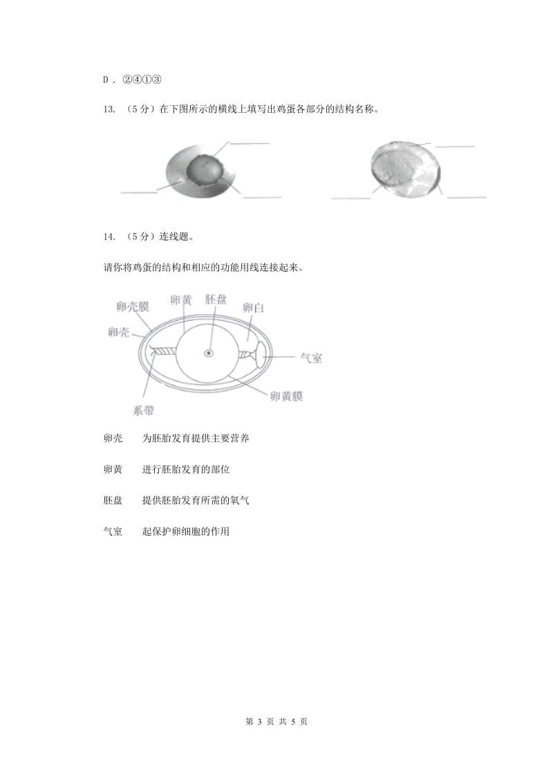 教科版小学科学四年级下册 第二单元新的生命第6课时动物的卵 （II ）卷.doc_第3页