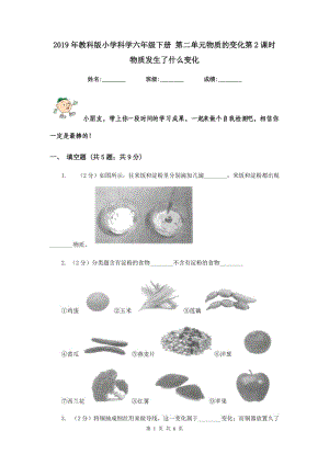 2019年教科版小學(xué)科學(xué)六年級下冊 第二單元物質(zhì)的變化第2課時(shí) 物質(zhì)發(fā)生了什么變化 .doc