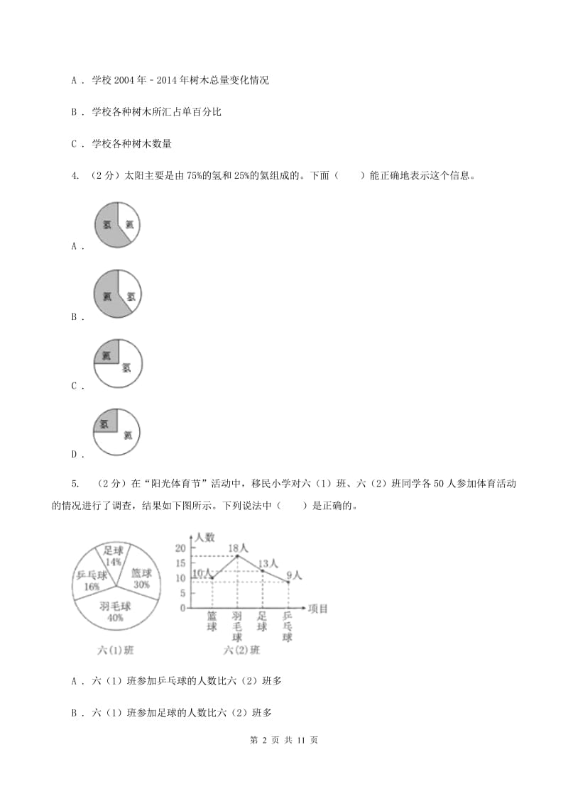 豫教版六年级上册数学期末专项复习冲刺卷（七）：扇形统计图.doc_第2页